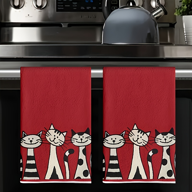 Kitchen Baking Background - 2PCS, Three Cats series red background