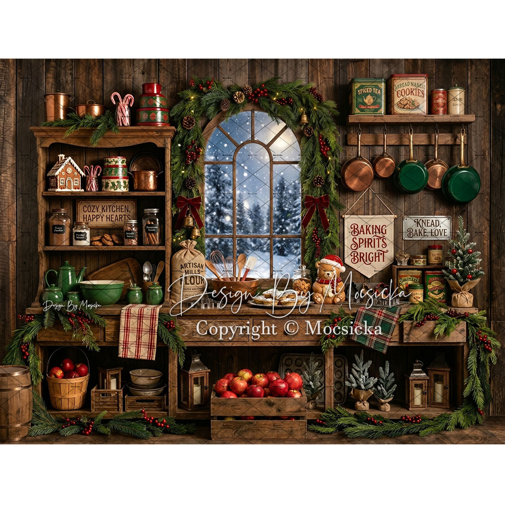 Mocsicka Christmas Rustic Kitc - Kitchen Baking Background ulasan dan harga