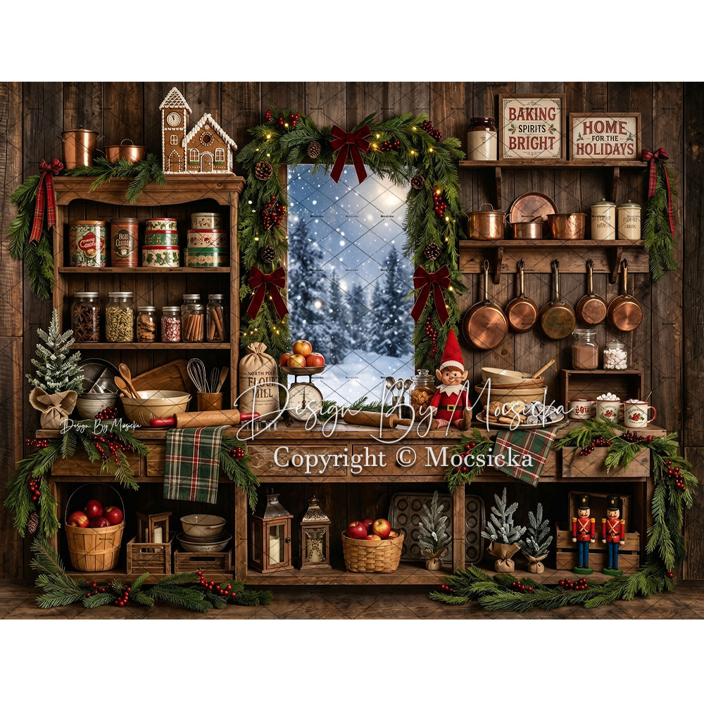 Mocsicka Christmas Rustic Kitc - Kitchen Baking Background ulasan dan harga