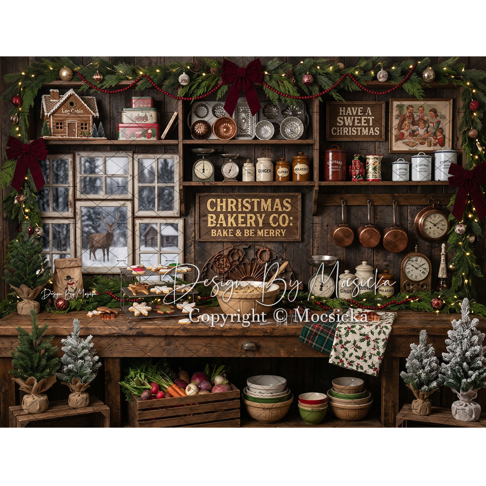 Mocsicka Christmas Rustic Kitc - Kitchen Baking Background ulasan dan harga