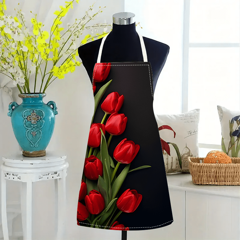 1pc Red Tulip Flower Black Bac - Kitchen Baking Background ulasan dan harga