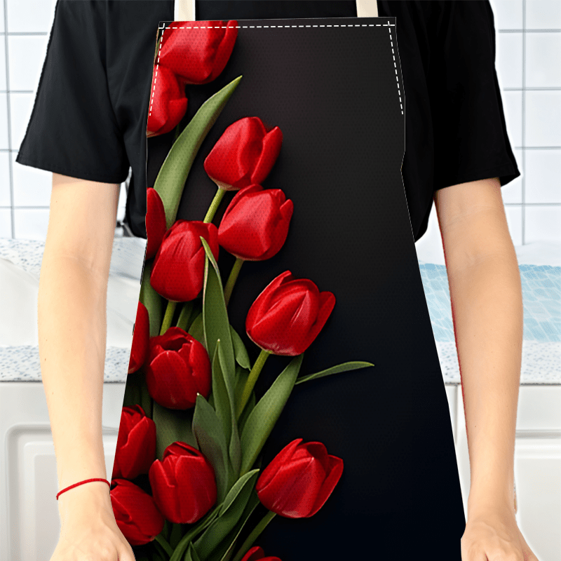 1pc Red Tulip Flower Black Bac - Kitchen Baking Background ulasan dan harga