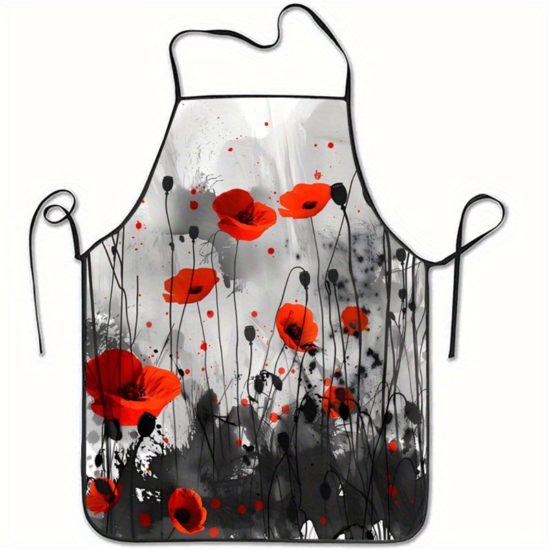 1pc Red Poppies Floral Print S - Kitchen Baking Background ulasan dan harga