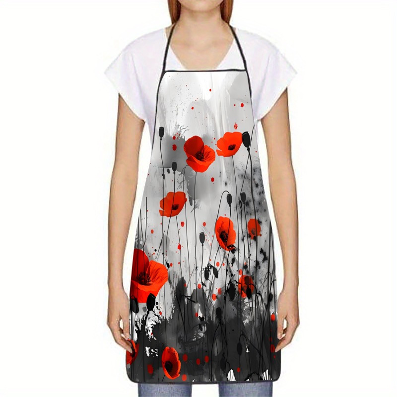 1pc Red Poppies Floral Print S - Kitchen Baking Background ulasan dan harga
