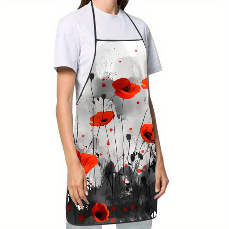 1pc Red Poppies Floral Print S - Kitchen Baking Background ulasan dan harga
