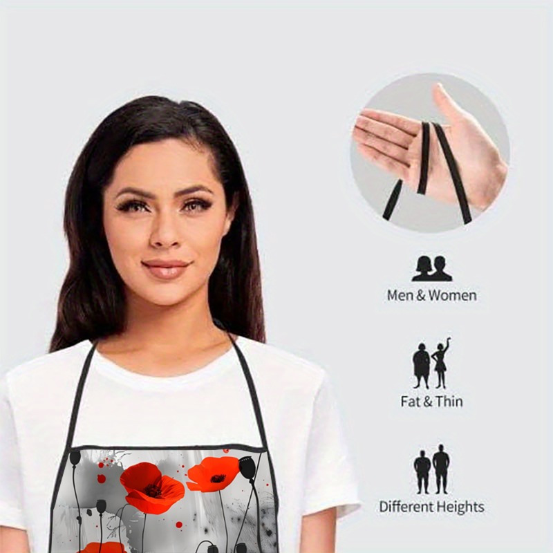 1pc Red Poppies Floral Print S - Kitchen Baking Background ulasan dan harga